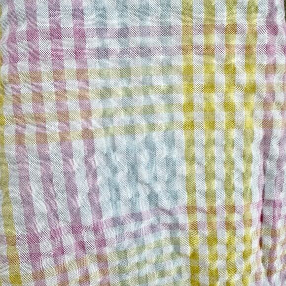 American Sweetheart Shirt Womens XL White Pastel Plaid Easter Seersucker Button - Picture 9 of 14